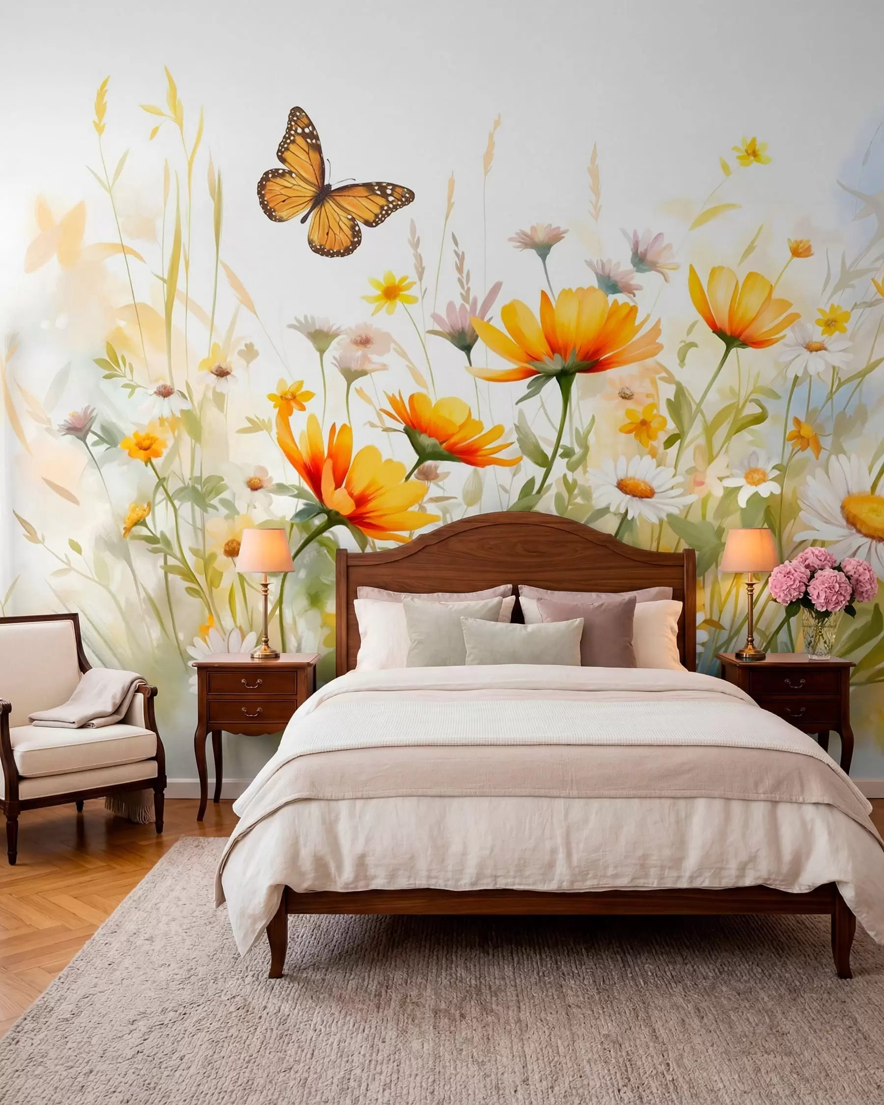 fototapet Fluture pe pajiștea aurie w08739