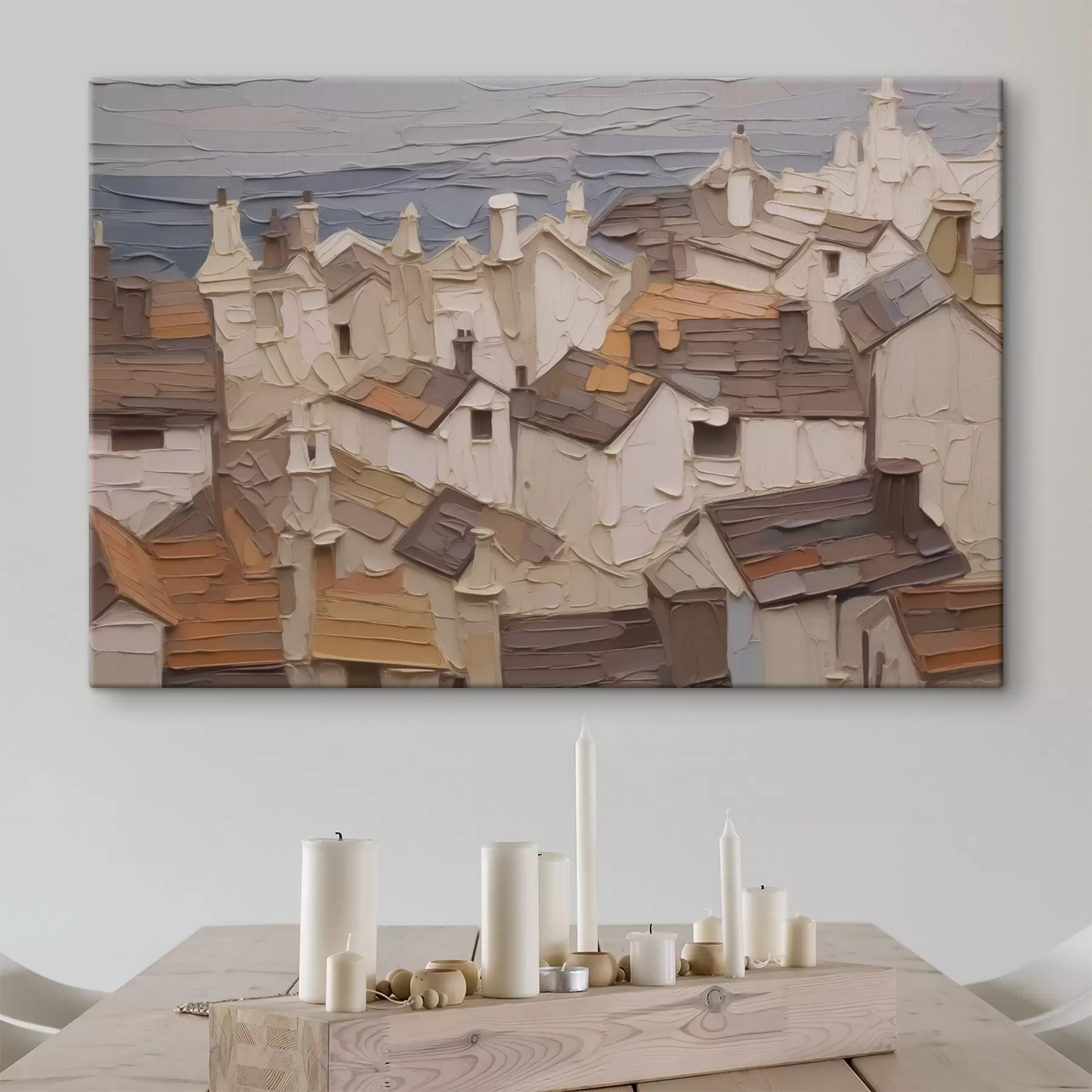 fototapet Acoperișuri de case imitație abstractă de pictură s42910