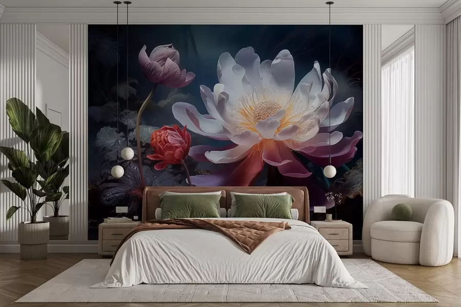 fototapet Flori fantastice care înfloresc într-o atmosferă întunecată de basm w08747