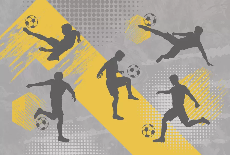 fototapet Siluete de jucători de fotbal pe un fundal abstract w03001