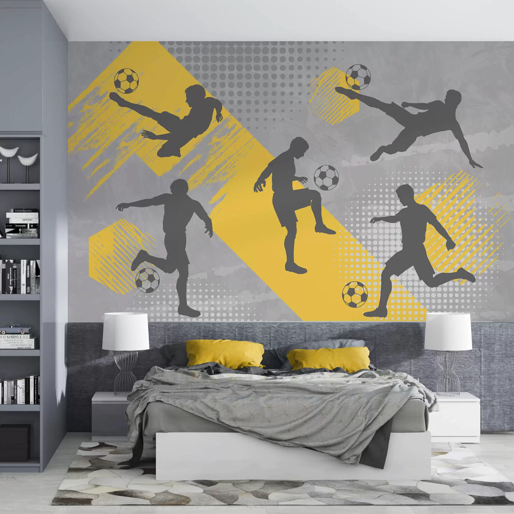 fototapet Siluete de jucători de fotbal pe un fundal abstract w03001