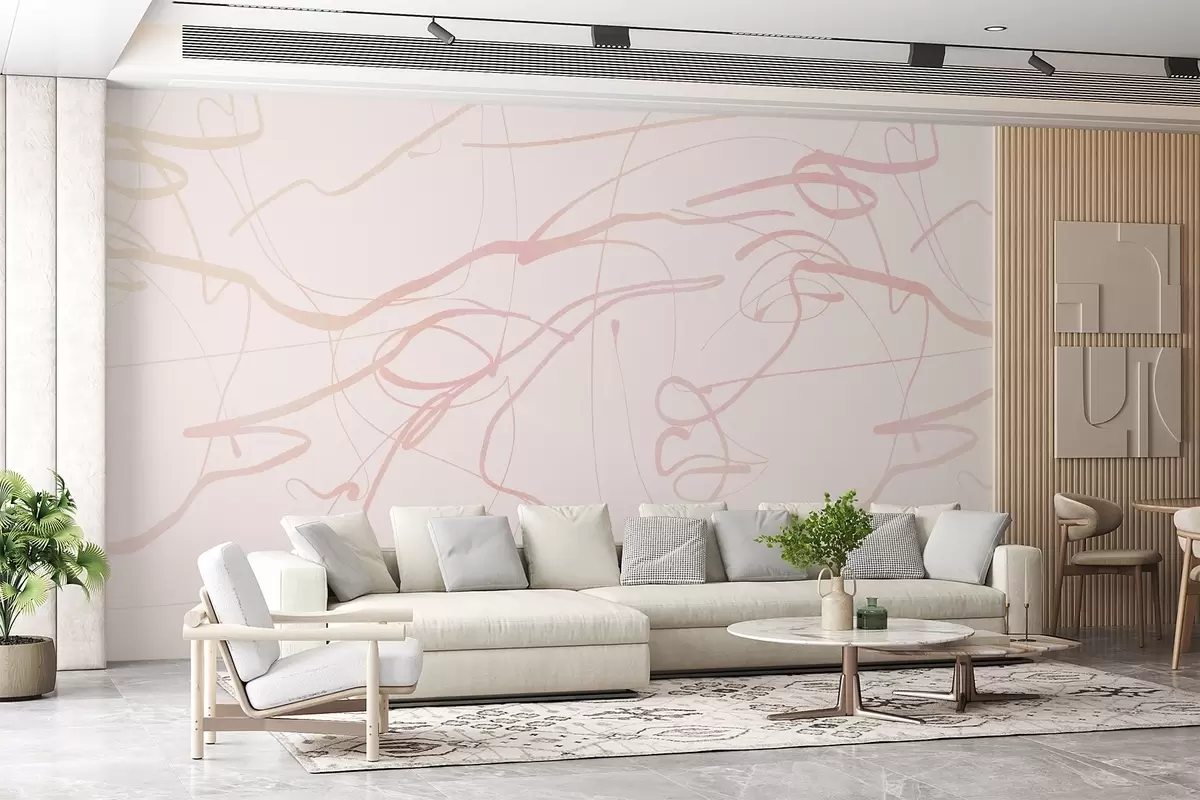 fototapet Fețe desenate cu linii w08763