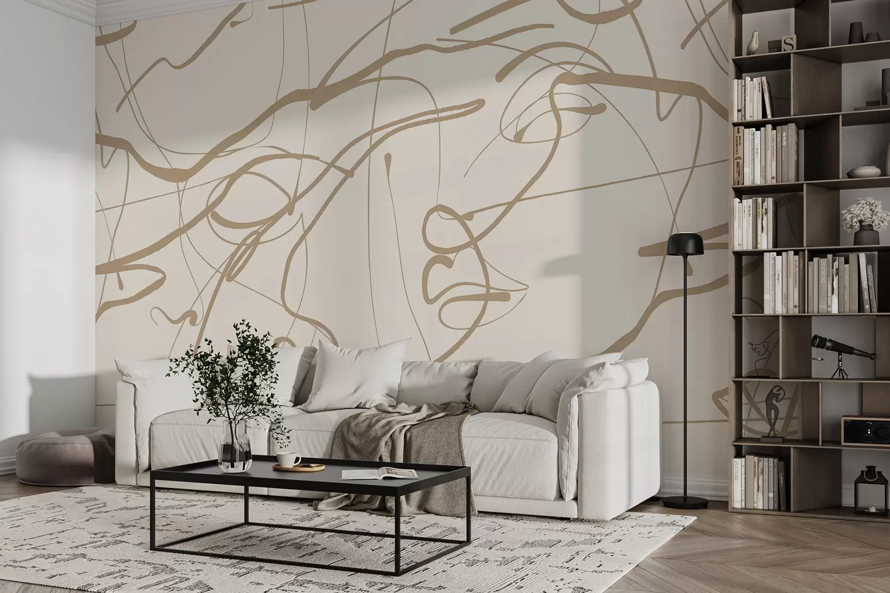 fototapet Fețe desenate cu linii w08764