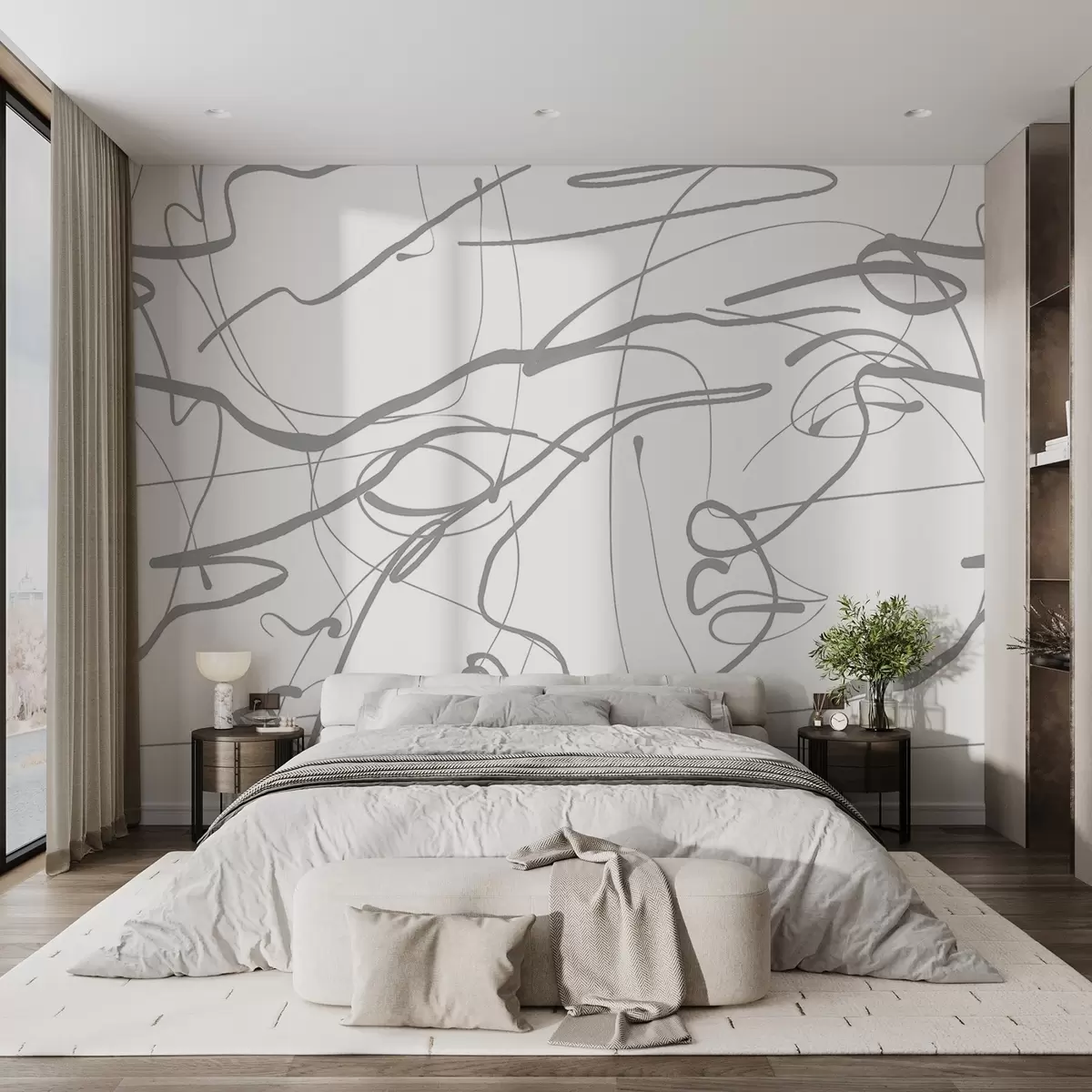 fototapet Fețe desenate cu linii w08764v1