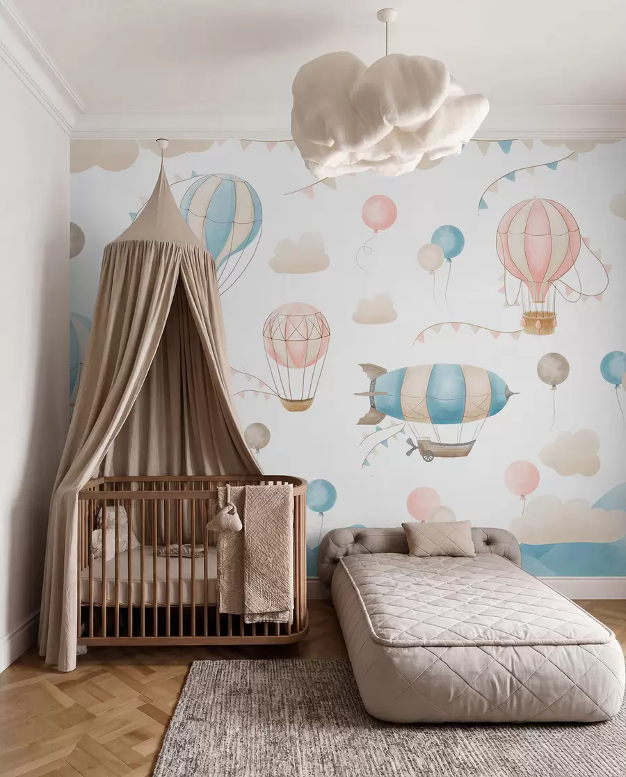 fototapet Design acuarelă pentru copii cu baloane w08765