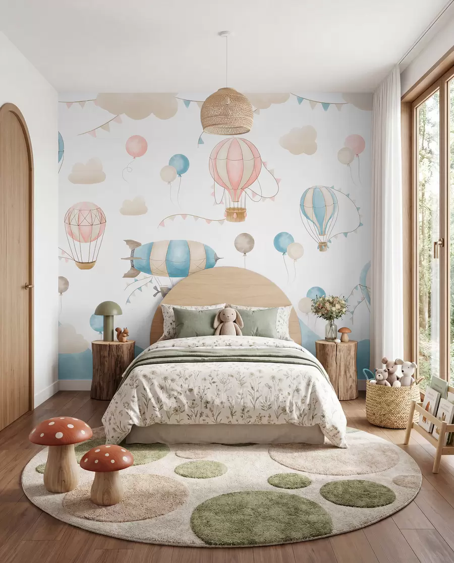 fototapet Design acuarelă pentru copii cu baloane w08765