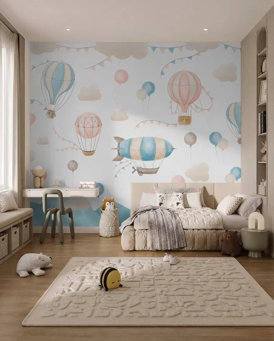 fototapet Design acuarelă pentru copii cu baloane w08765