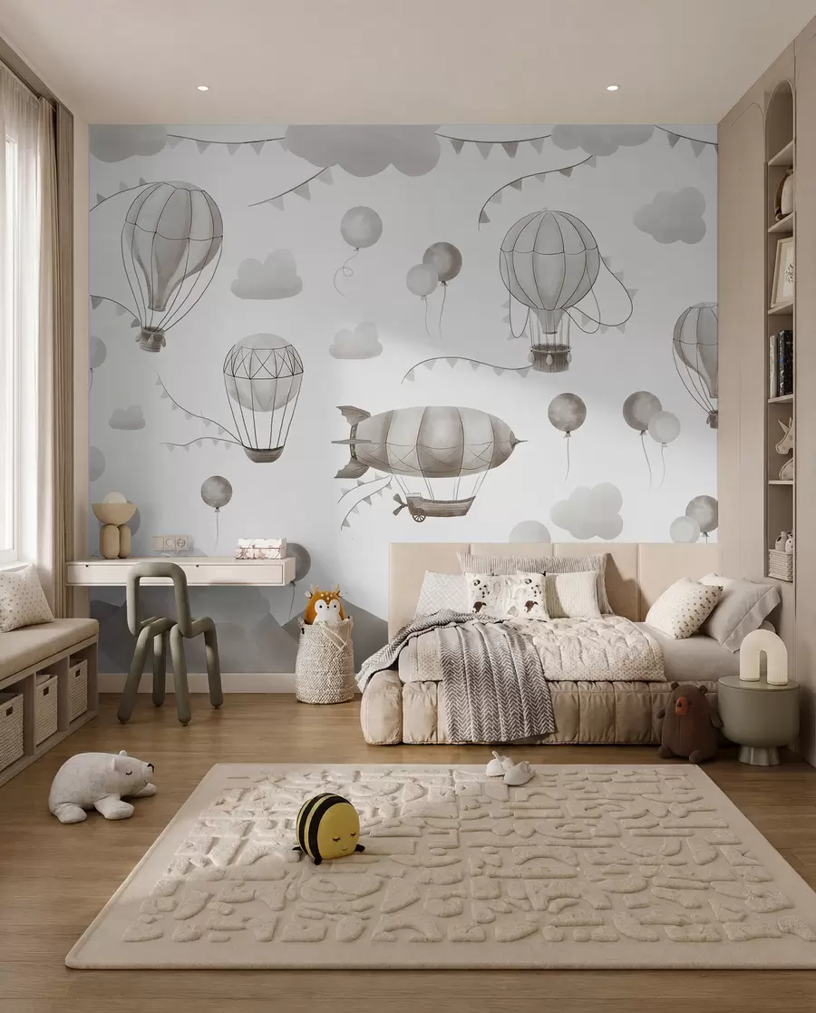 fototapet Design acuarelă pentru copii cu baloane w08765v1