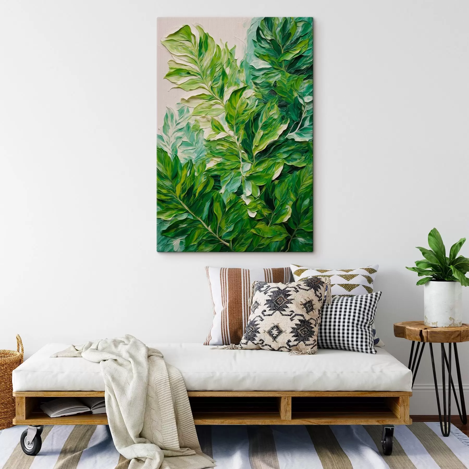 fototapet Frunze tropicale în stilul picturii în ulei s42767