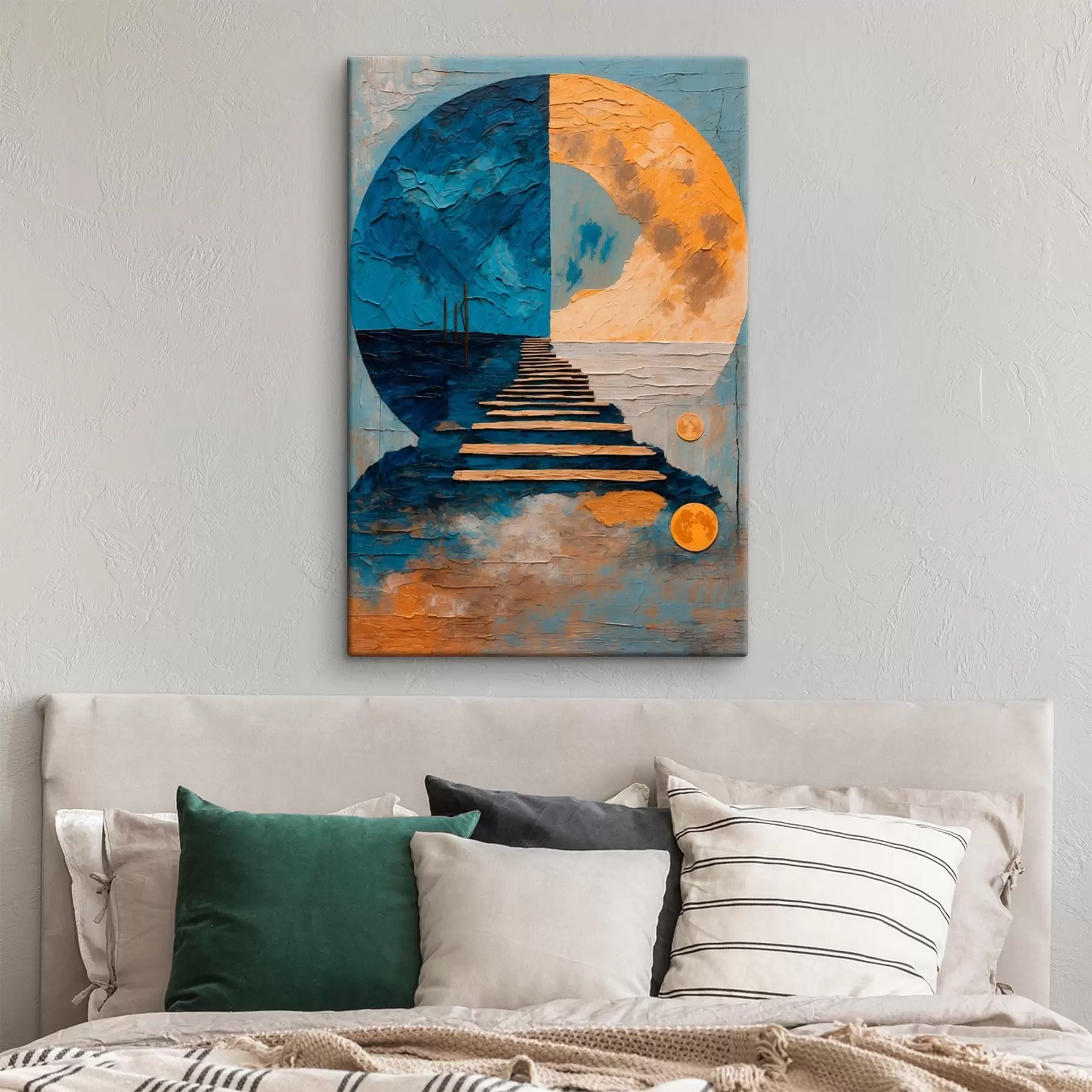 Tablouri Calea către două faze ale lunii în stilul picturii în ulei s42776