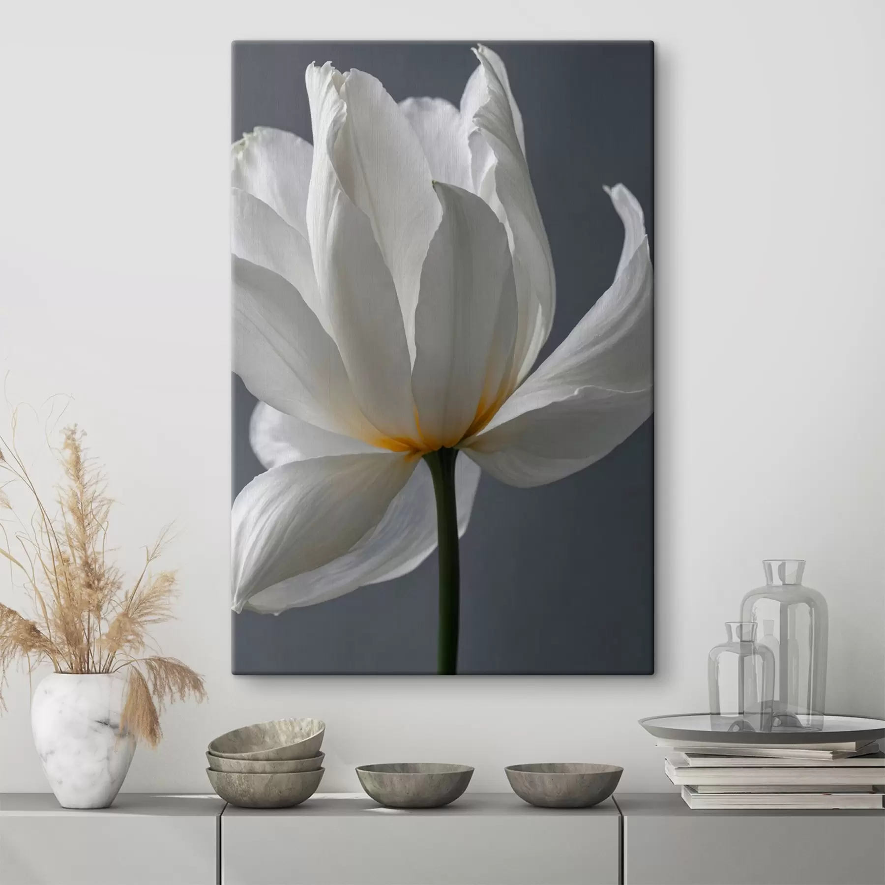 fototapet Floare albă pe fundal gri s42779