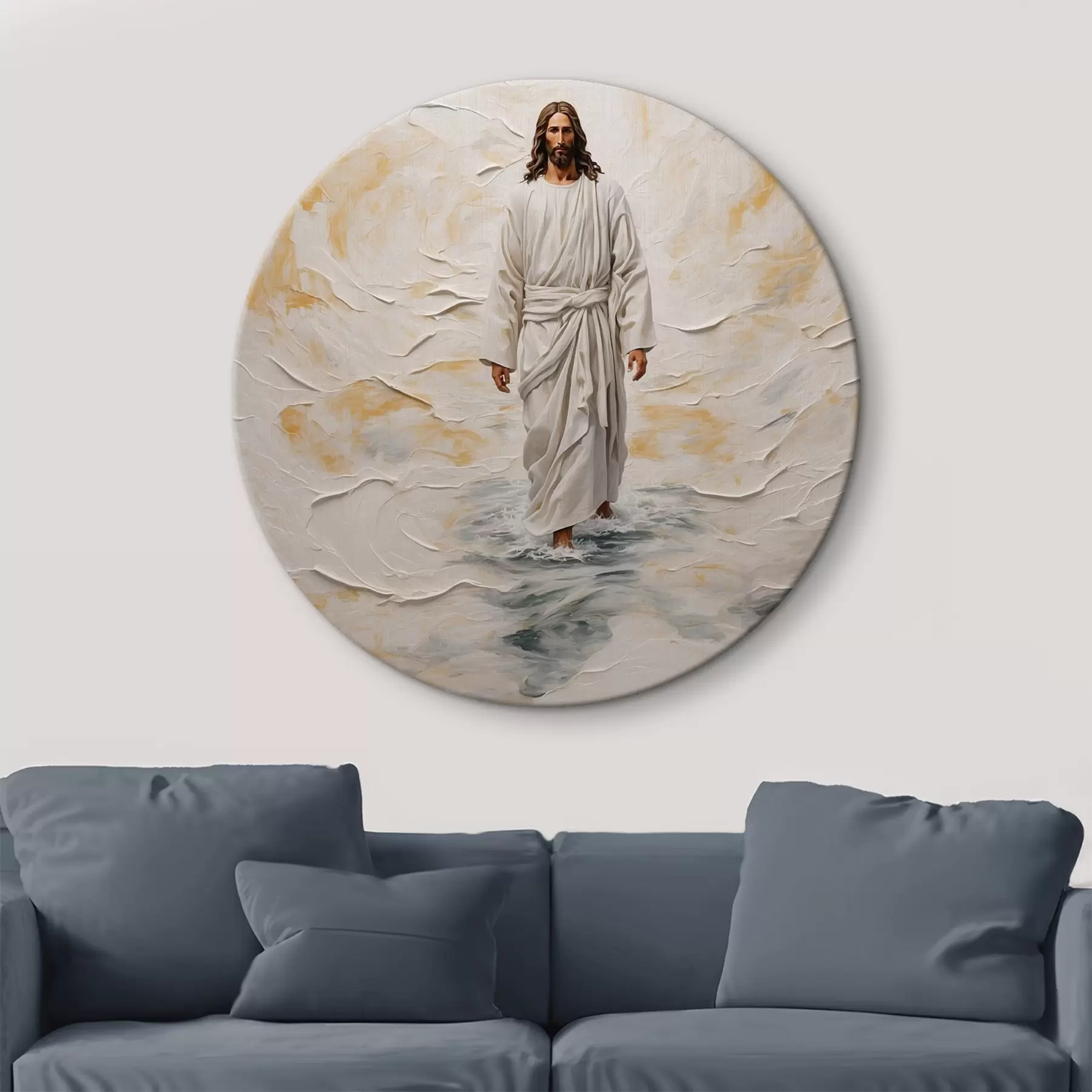 Tablouri Iisus Hristos merge pe apă în stil pictură în ulei r42769