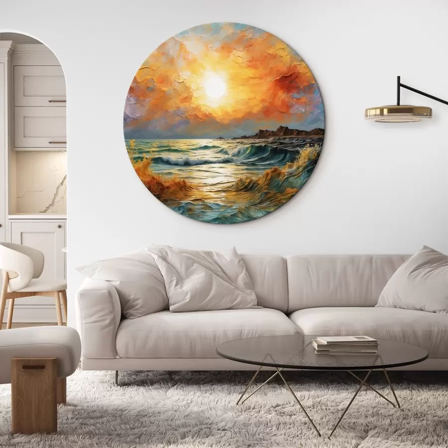 Tablouri Mare furtunoasă și soare în stilul picturii în ulei r42920