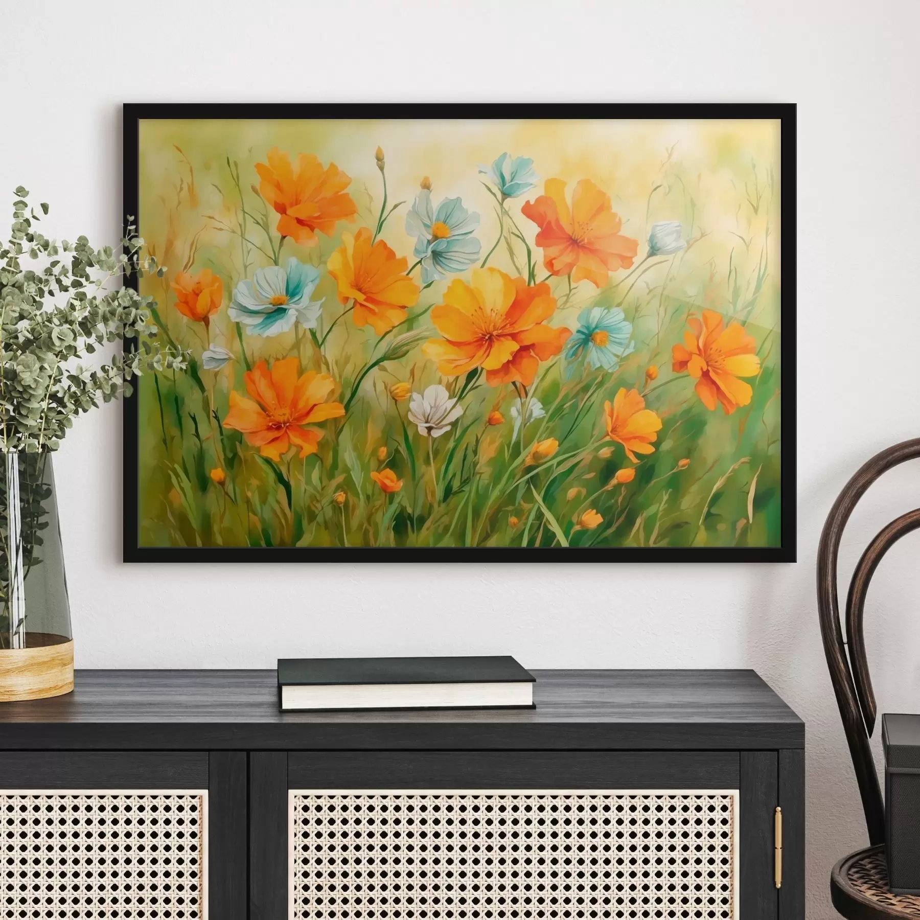 fototapet Câmp de flori și plante în stilul picturii acuarelă f42916