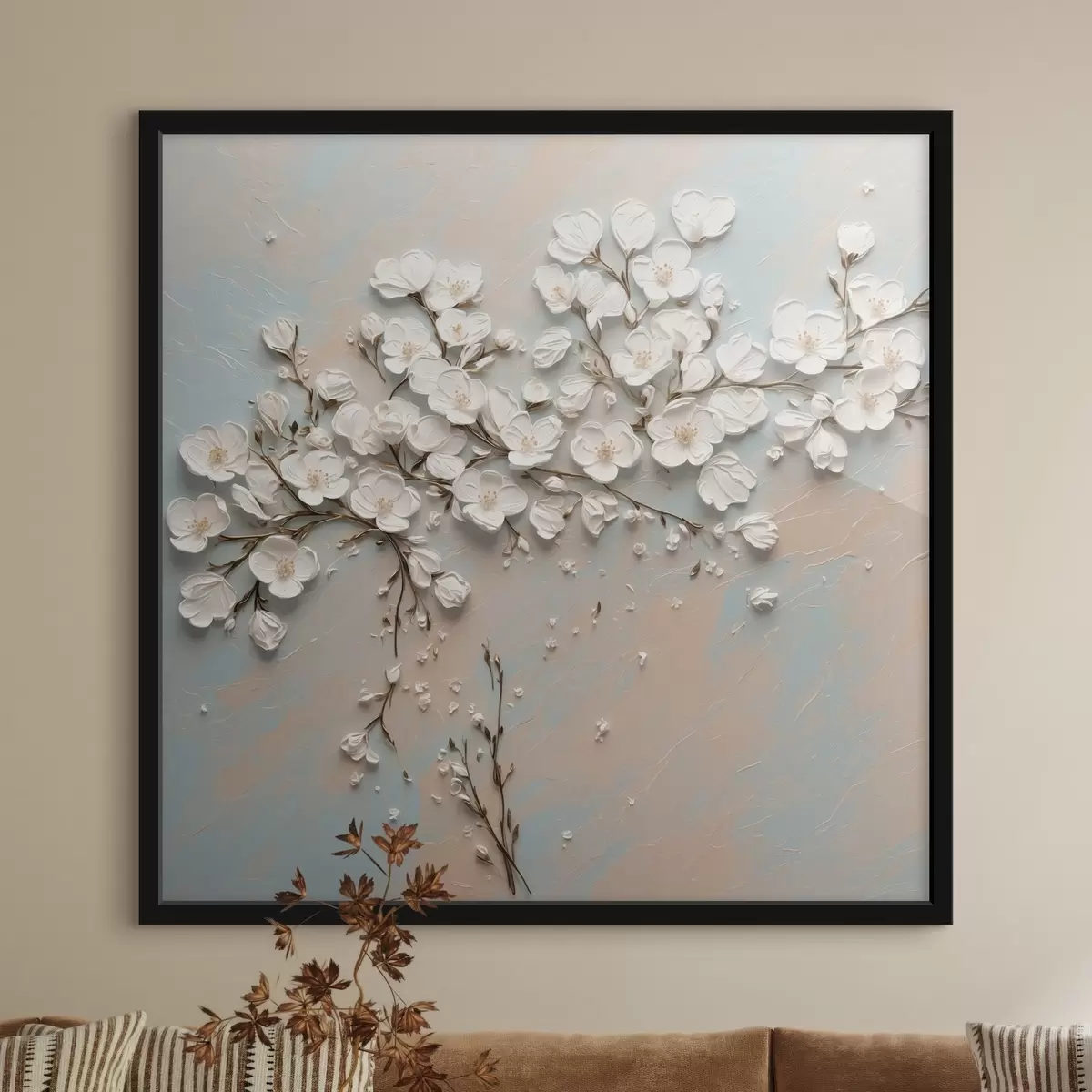 Poster Flori albe mici în stilul picturii acrilice f42921