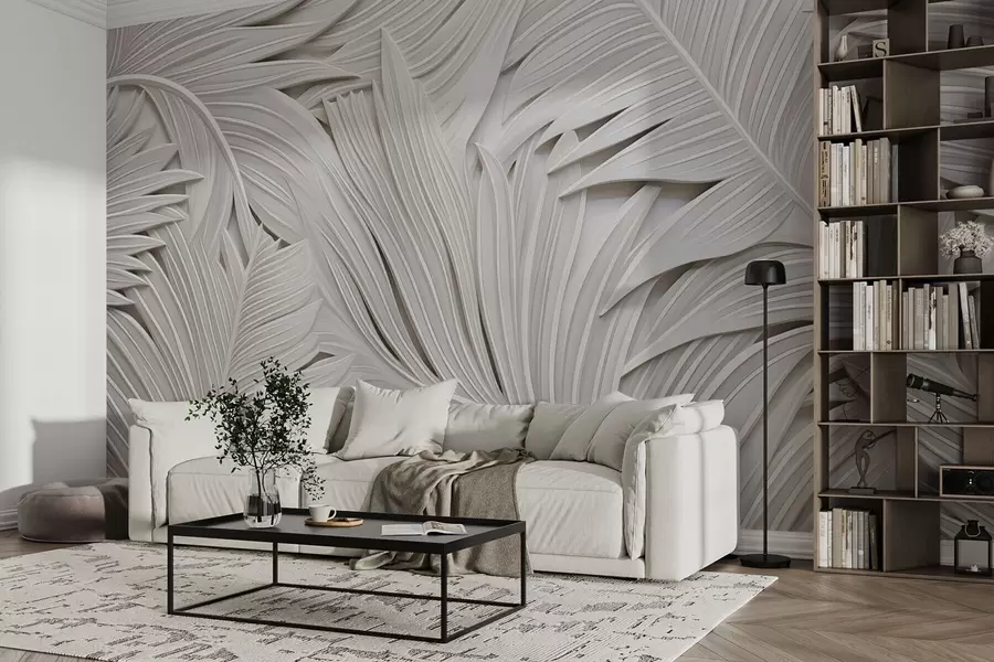 fototapet Imitație de turnare, ramuri mari de plante tropicale w08795