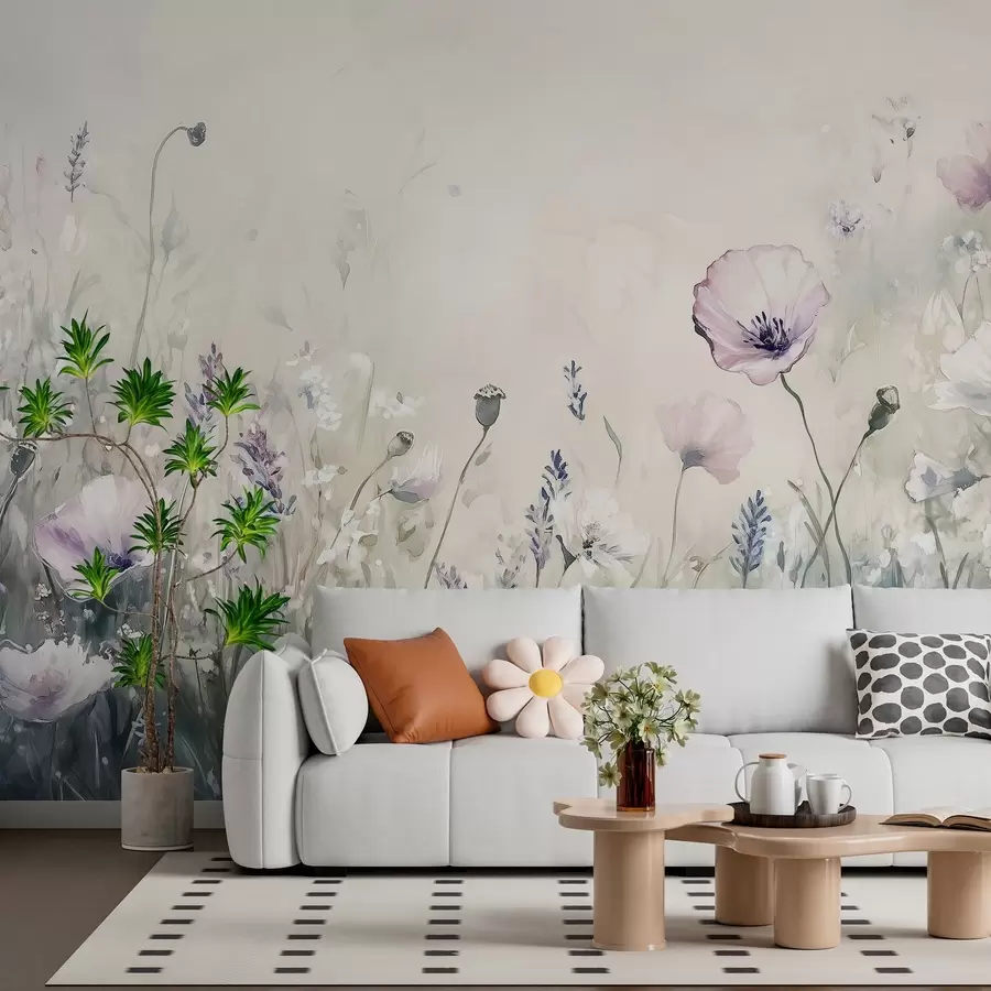 fototapet flori sălbatice delicate și aerisite în tehnica de pictură w03113