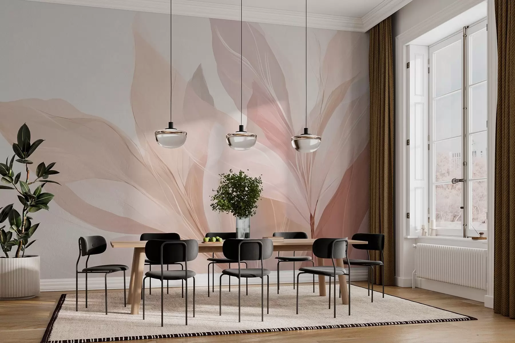 fototapet Imagine abstractă de frunze în culori deschise w03135