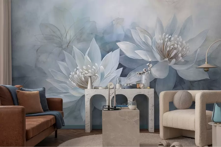 fototapet Pereche de flori acuarelă pe perete grunge w03188