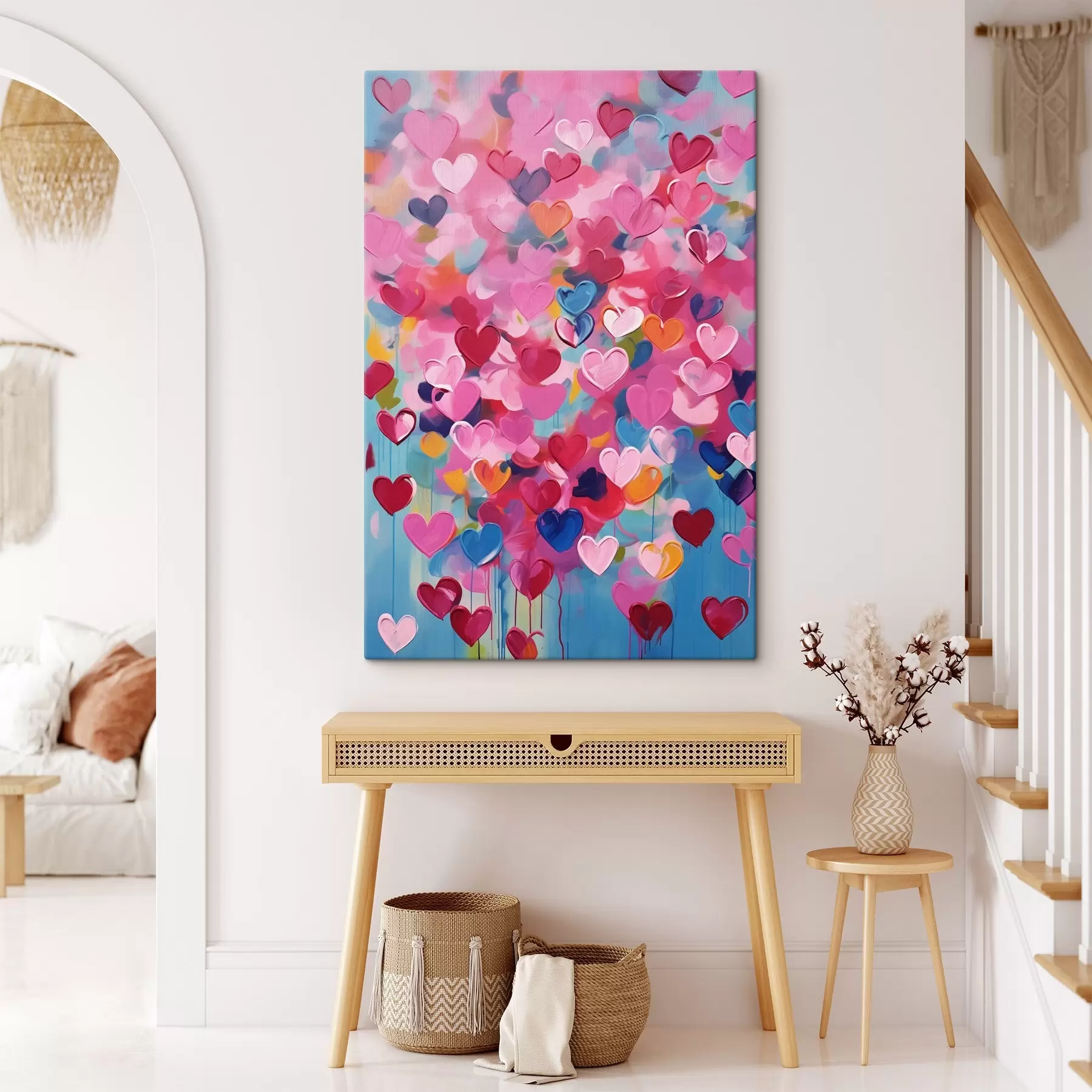 fototapet Inimi colorate, imitație de vopsea s43033