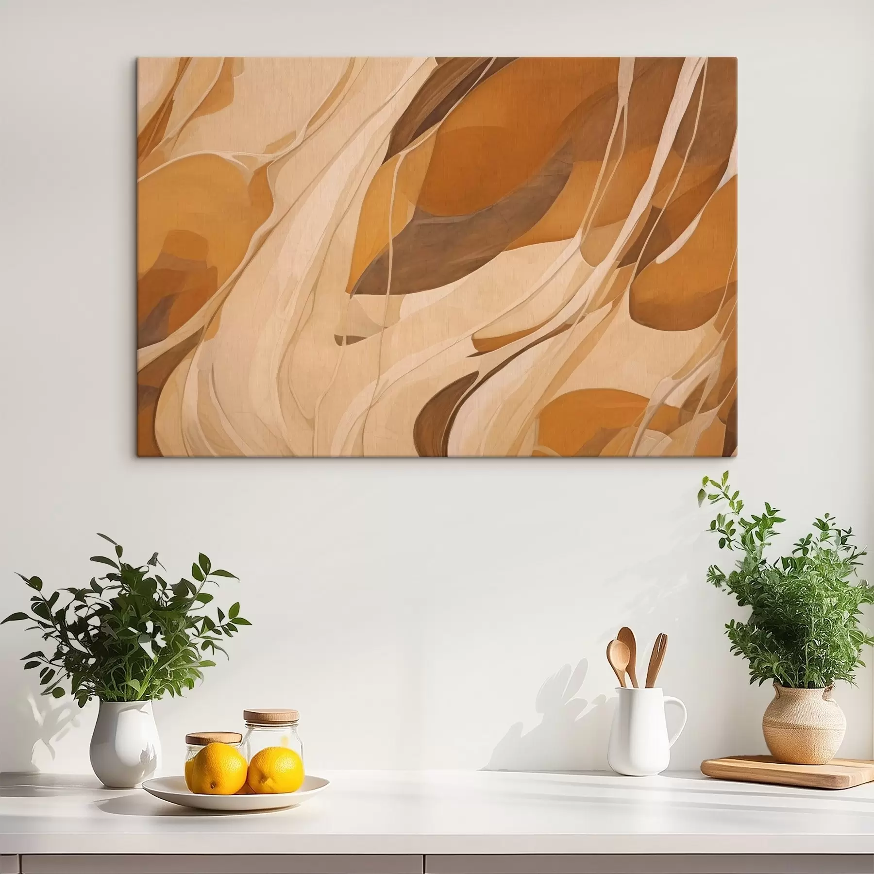 Tablouri Linii abstracte netede în nuanțe de maro s43006
