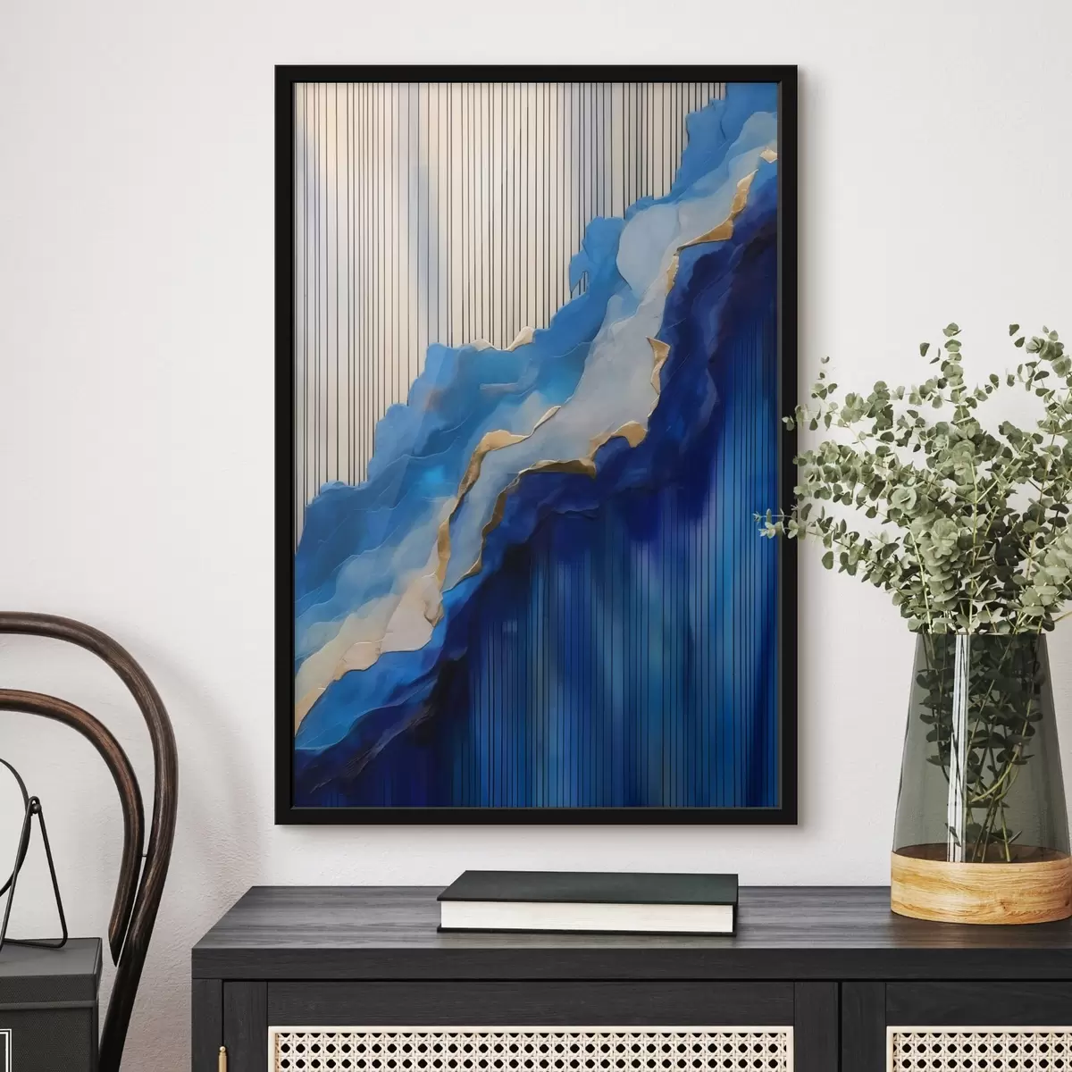 Poster Texturi abstracte albastre cu linii în fundal f43002