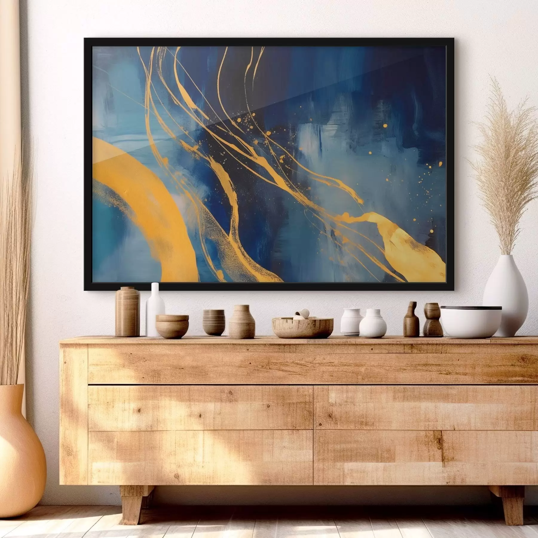 fototapet Abstracție în nuanțe de albastru și galben f43014