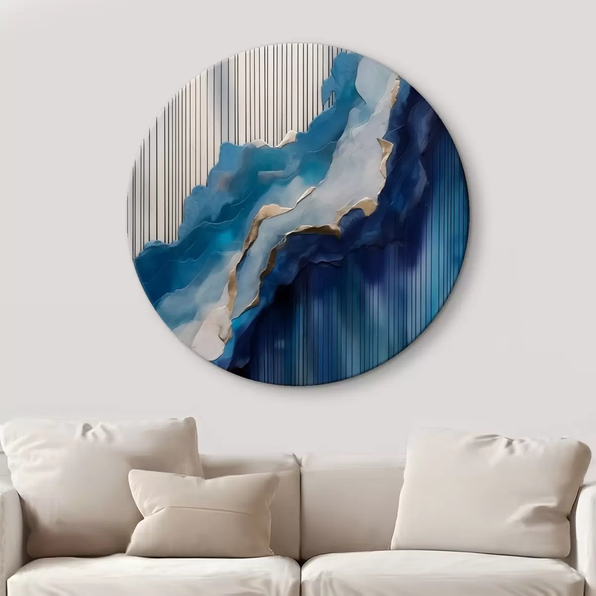 Picturi rotunde Texturi abstracte albastre cu linii în fundal r43002