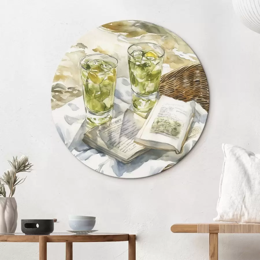 Tablouri Picnic lângă mare, cocktailuri de vară, poezie, stil acuarelă r43068