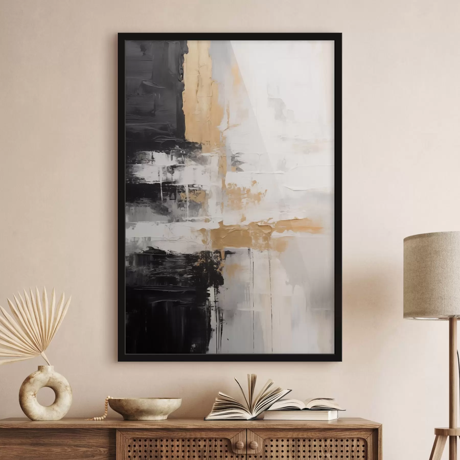 fototapet Compoziție abstractă în alb, negru f43138