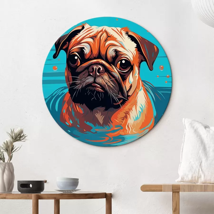 Tablouri Un portret stilizat al unui cățeluș în apă cu o privire expresivă r43136