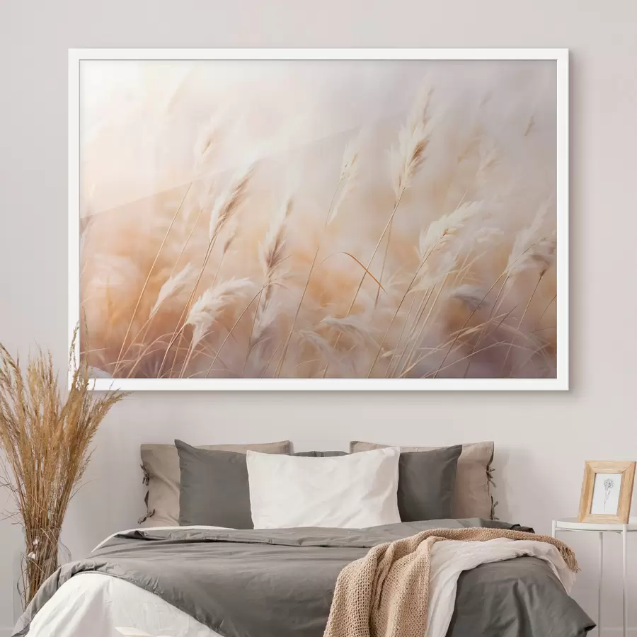 fototapet Pampas iarbă cu o lumină moale, difuză, creând un cald, fundalul este un amestec de culori pastelate f43157