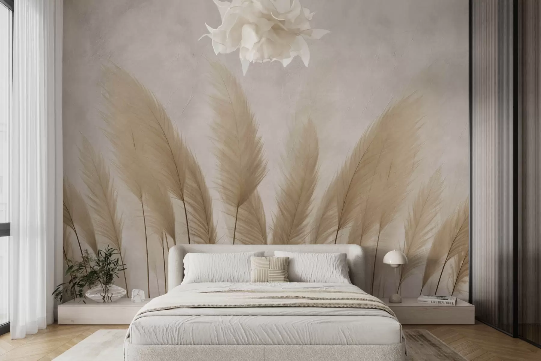 fototapet Plante înalte pe un fundal bej deschis w08857