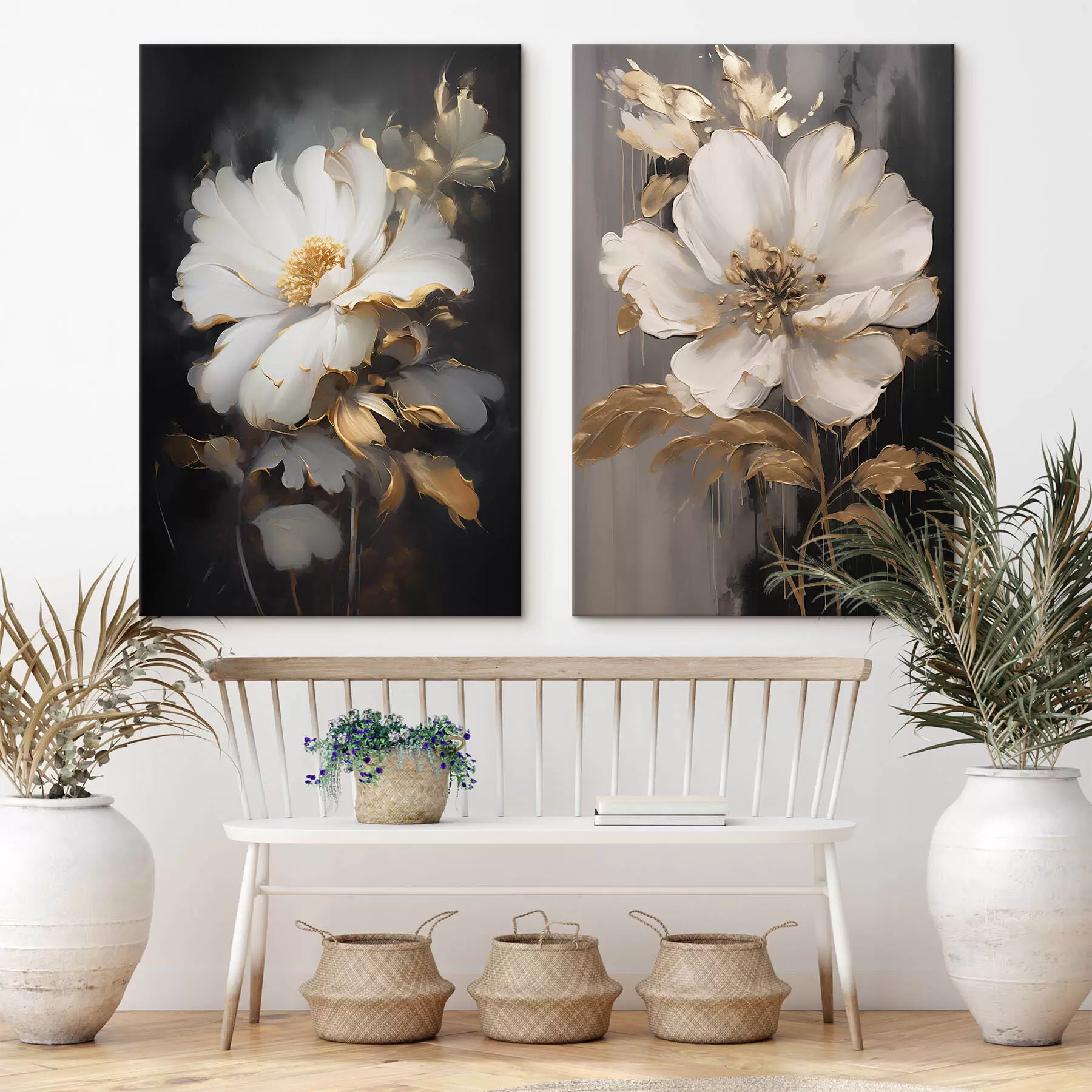 Tablouri Flori frumoase pe un fundal întunecat m00428