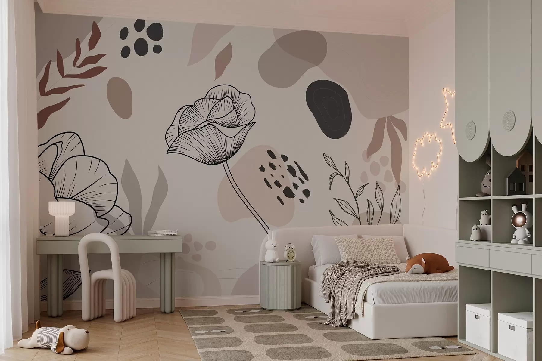 fototapet Ilustrație botanică abstractă cu controale de flori w03275