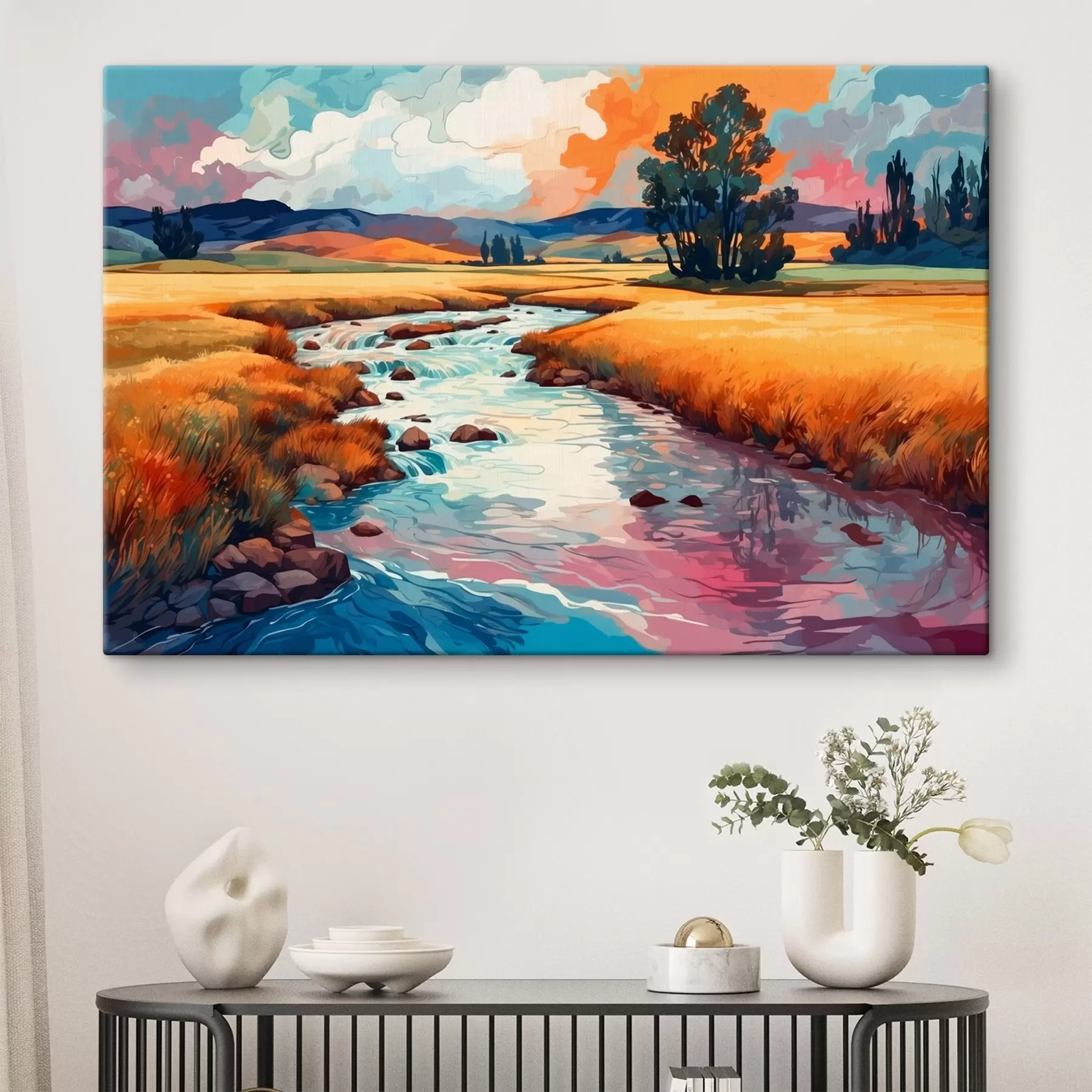 Tablouri Stream în domeniul în stilul de pictură acuarelă s43110