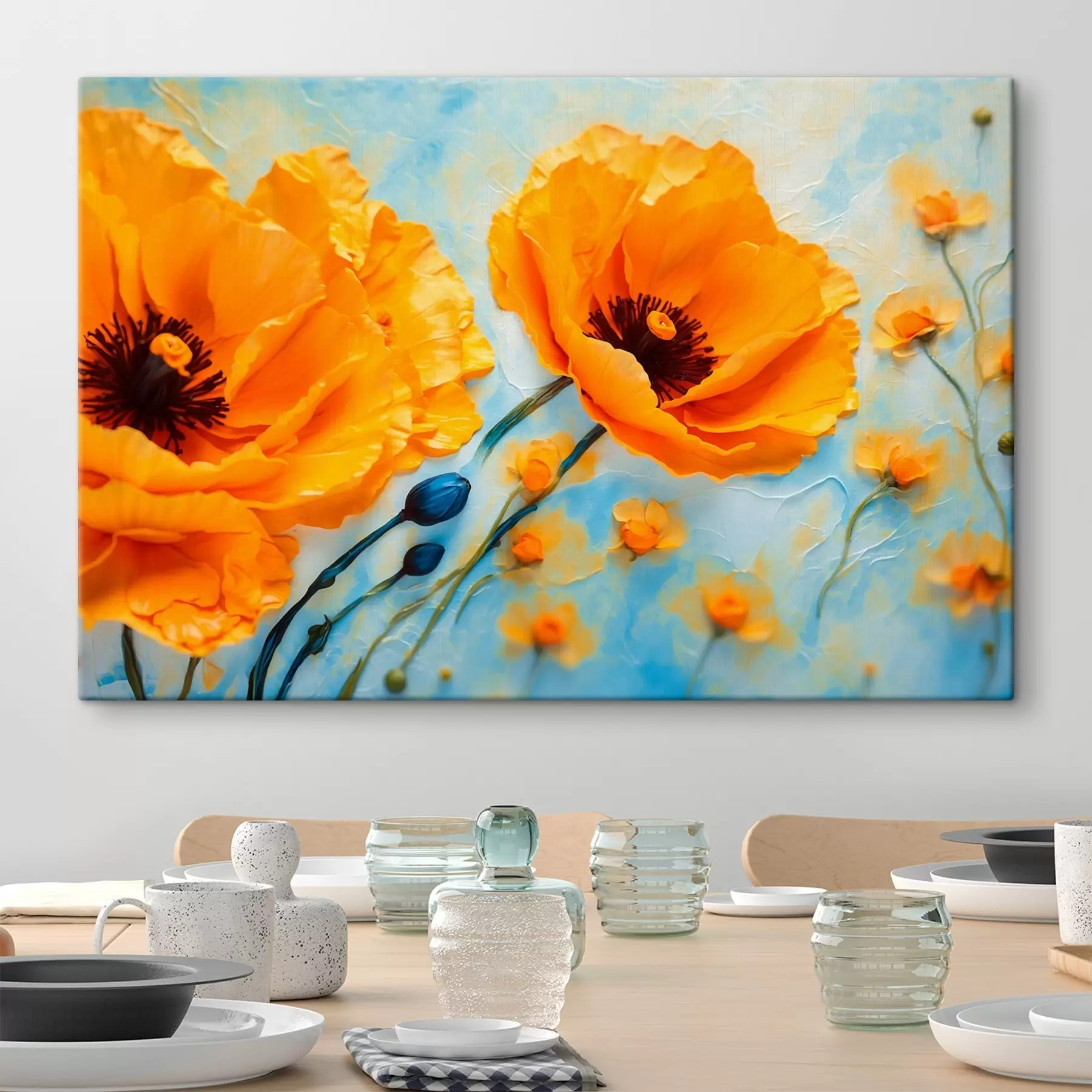 fototapet Poppies galben pe fundal neclar s43118