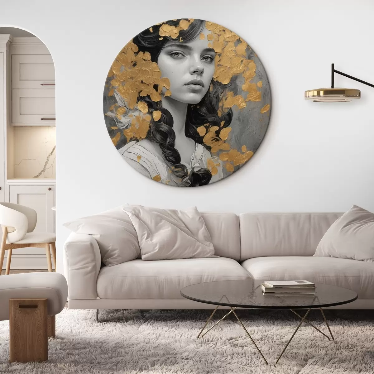 Picturi rotunde Portret de fată în creion r43098