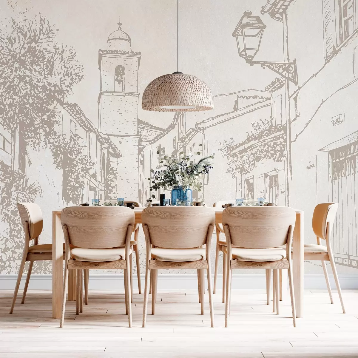 fototapet Strada orașului, arhitectură frumoasă, clădiri, mediteranean, culori bej w03346