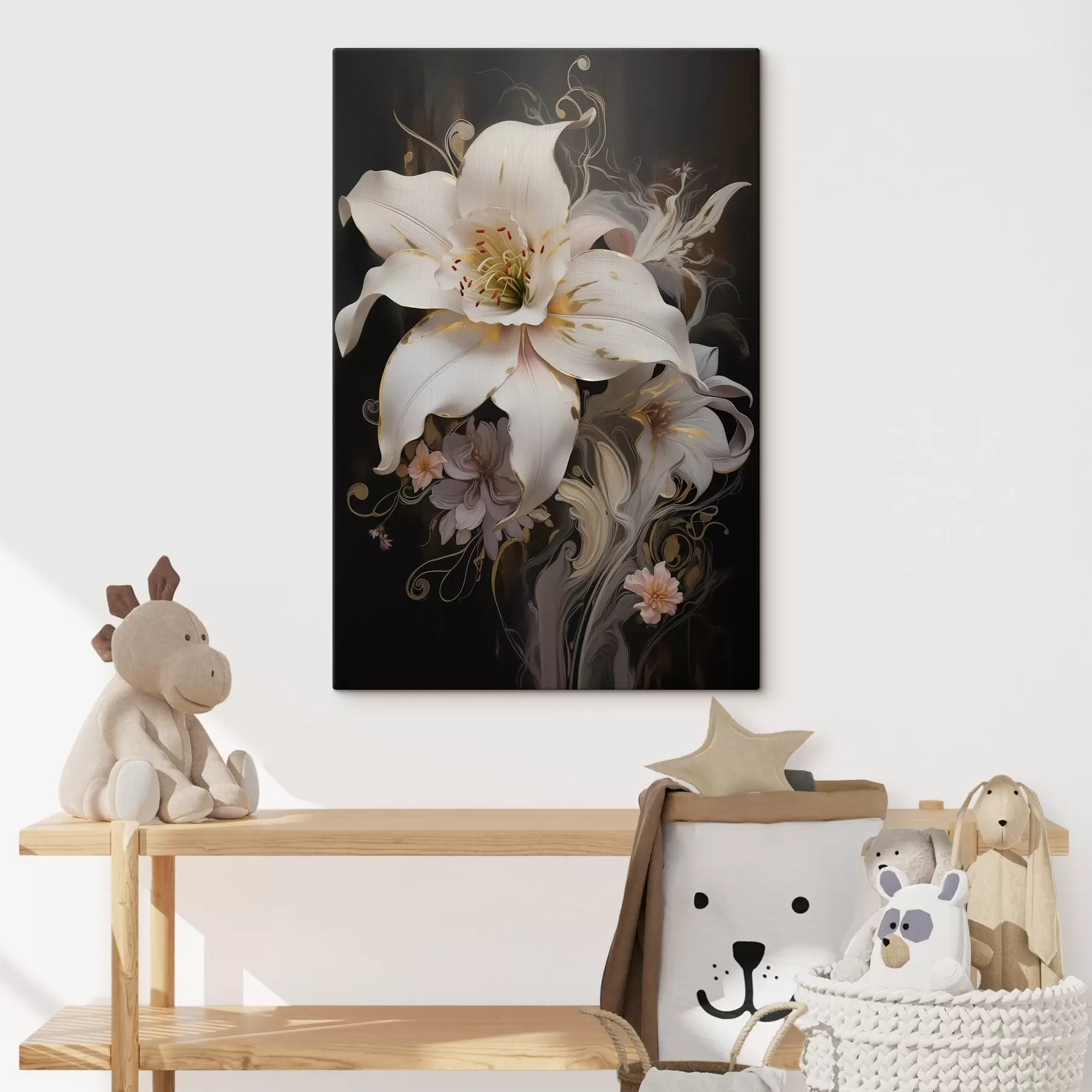 Tablouri Close-up abstract floare de crin pe un fundal întunecat s43254