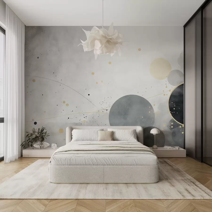 fototapet Cercuri și linii, forme geometrice pe un fundal de beton w08904v2