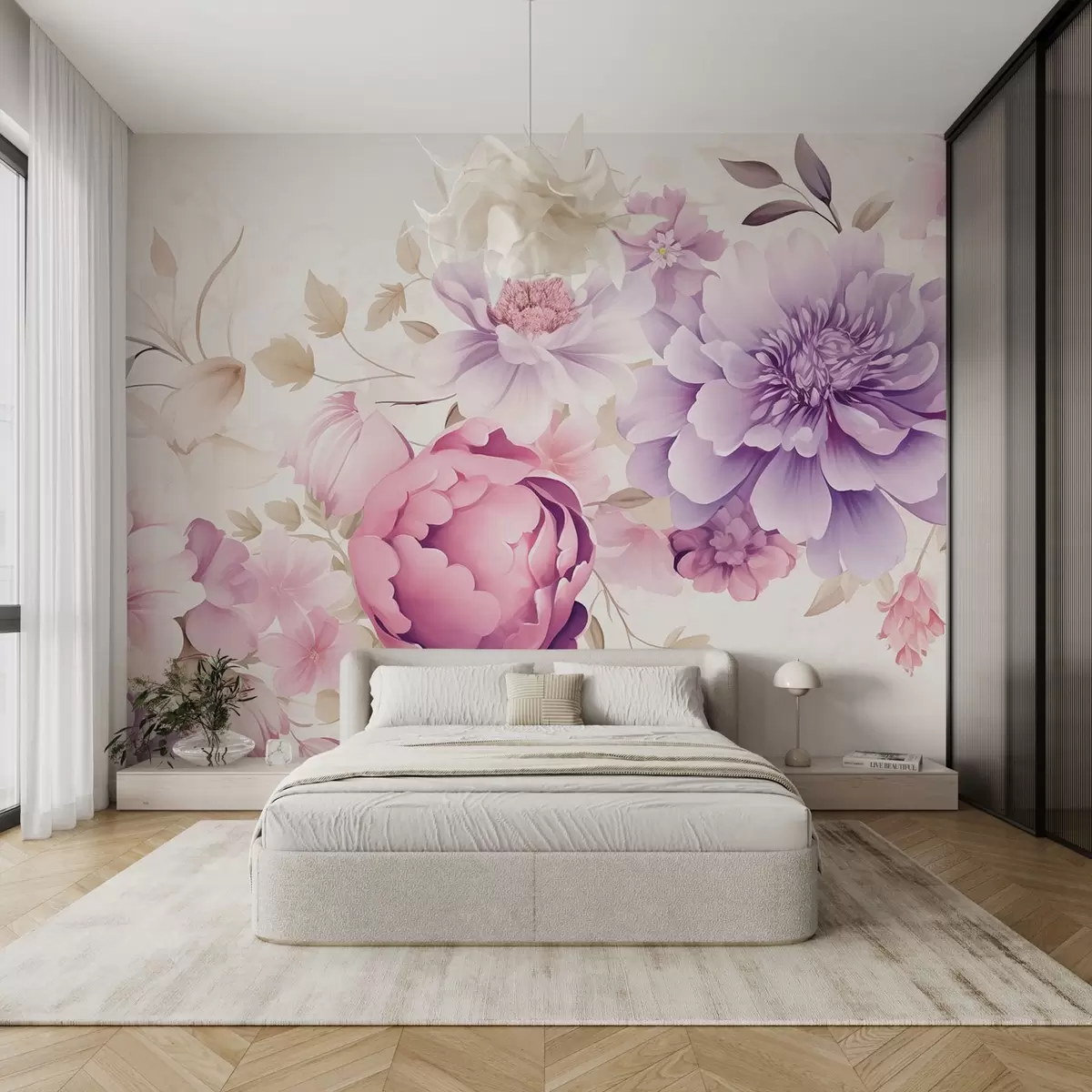 fototapet Flori mari roz w08905