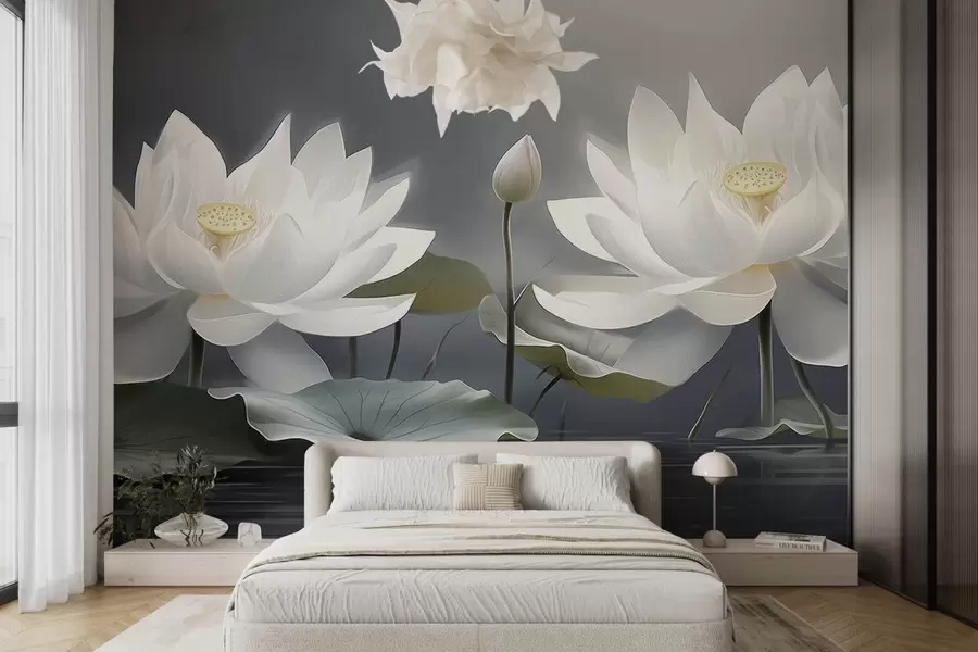 fototapet Două flori mari de lotus w08906