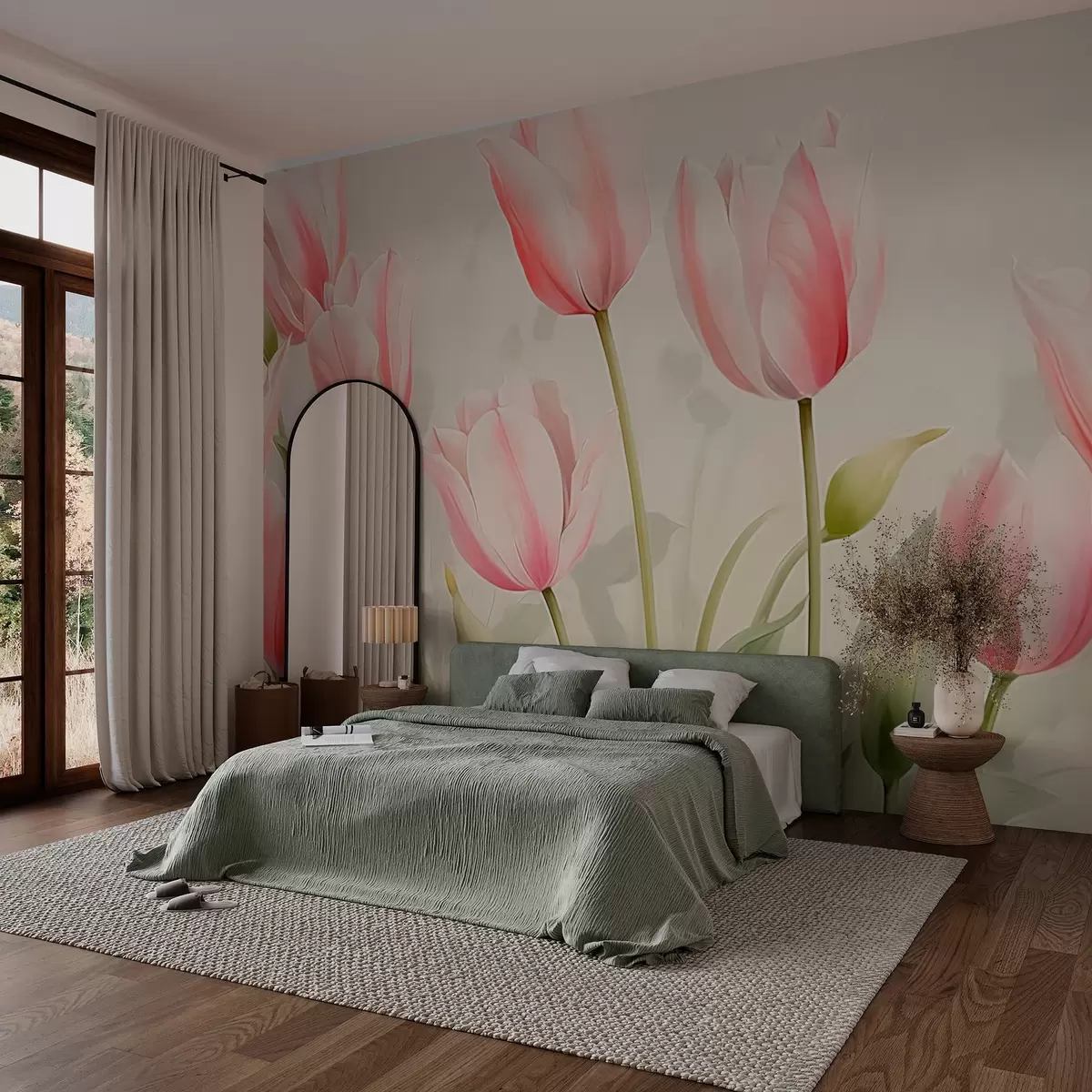 fototapet Lalele roz delicate w03368