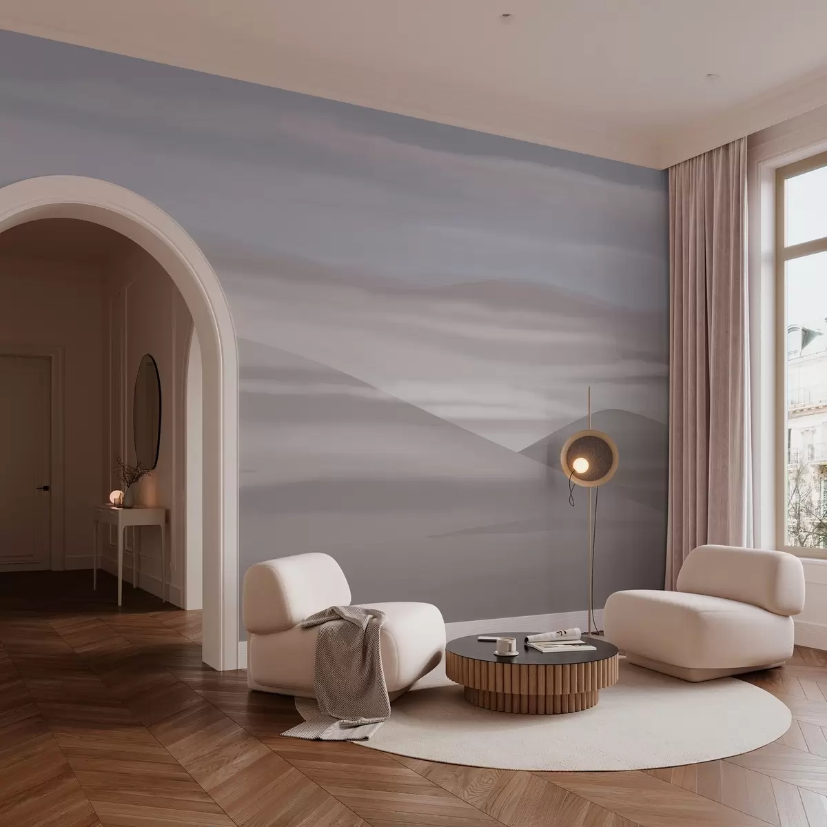 fototapet Dealuri și nori, peisaj calm w03288