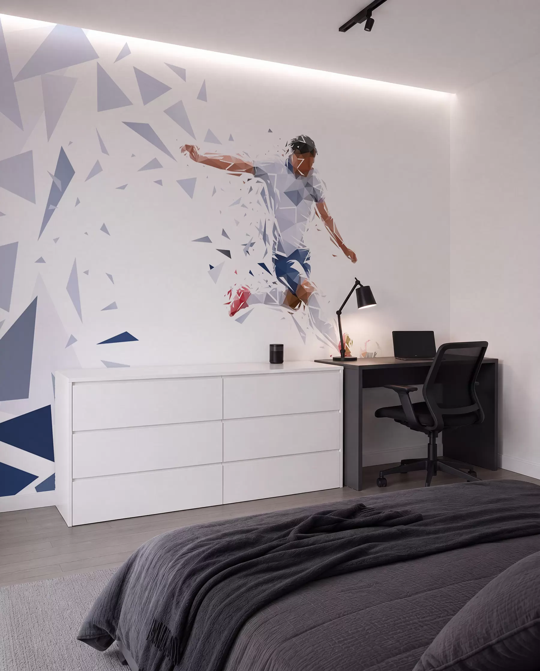 fototapet Fotbal în forme unghiulare w03289