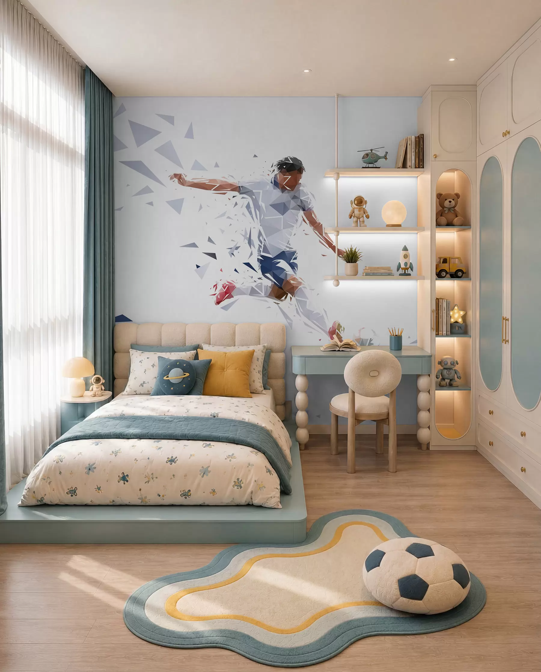 fototapet Fotbal în forme unghiulare w03289