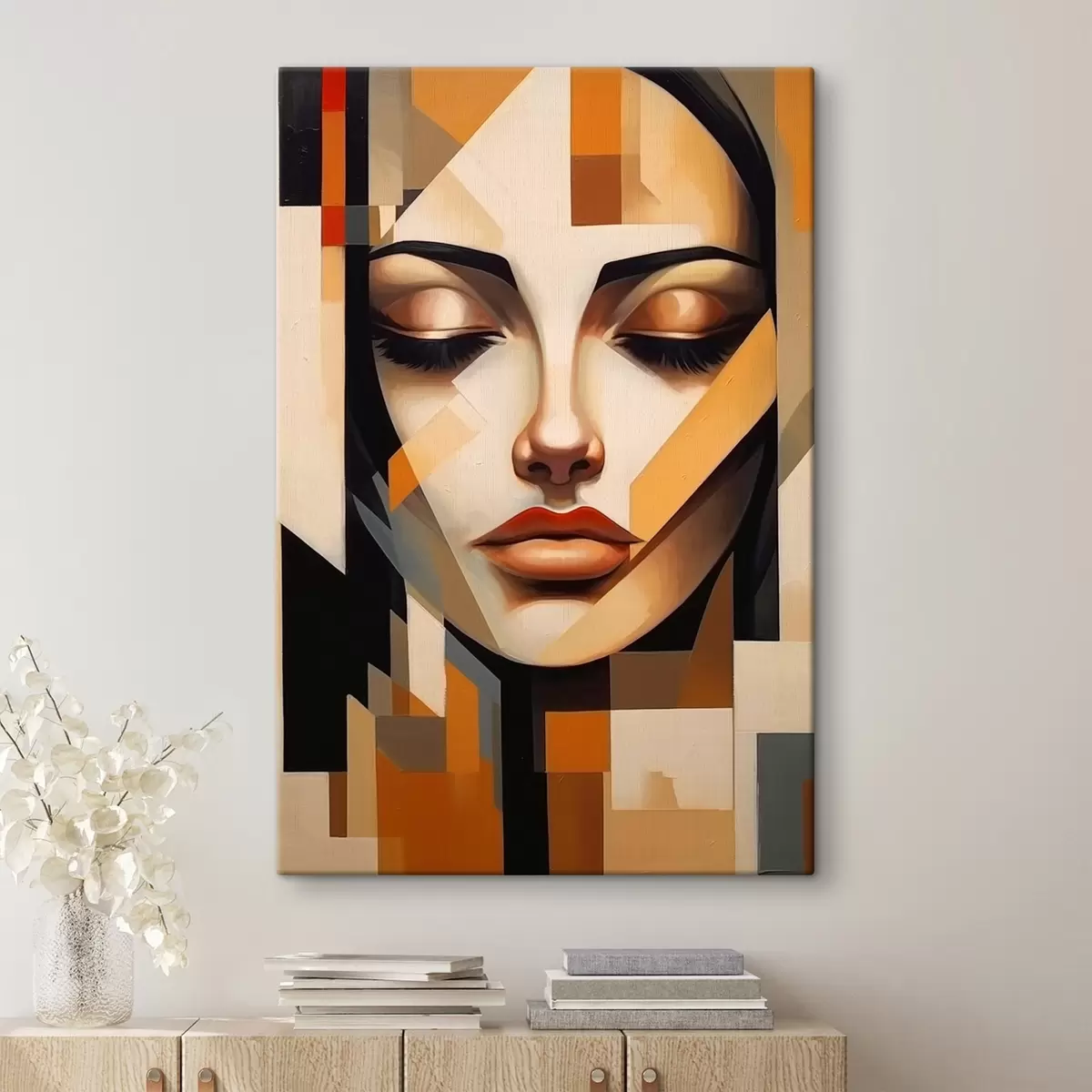 Tablouri Portret geometric în culori calde s43281