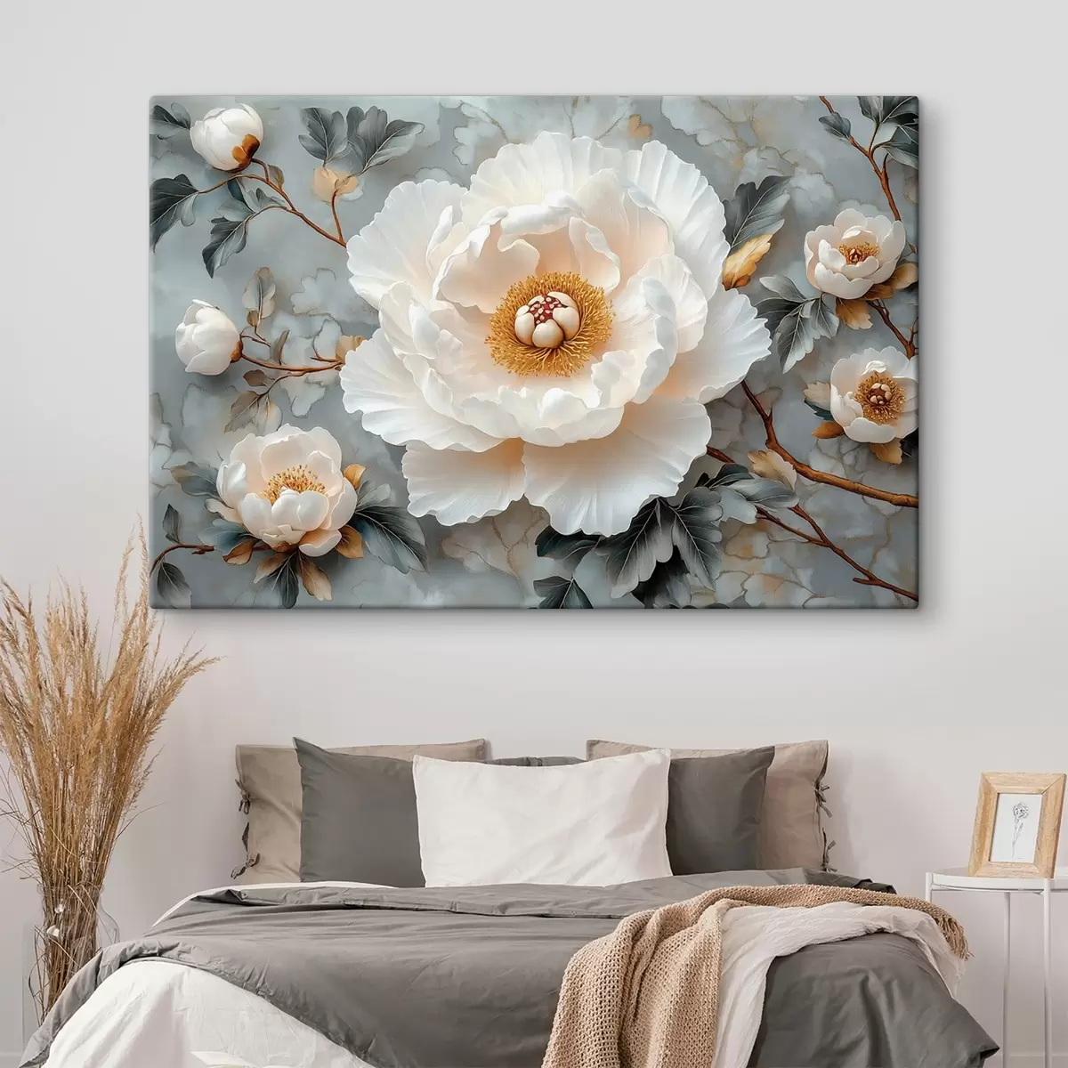 Tablouri Bujor superb pe un fundal de frunze și bujori mici s43315