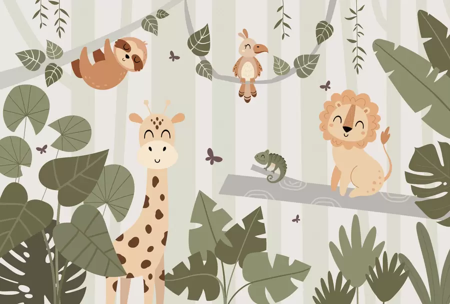 fototapet Peisaj cu animale tropicale w03376